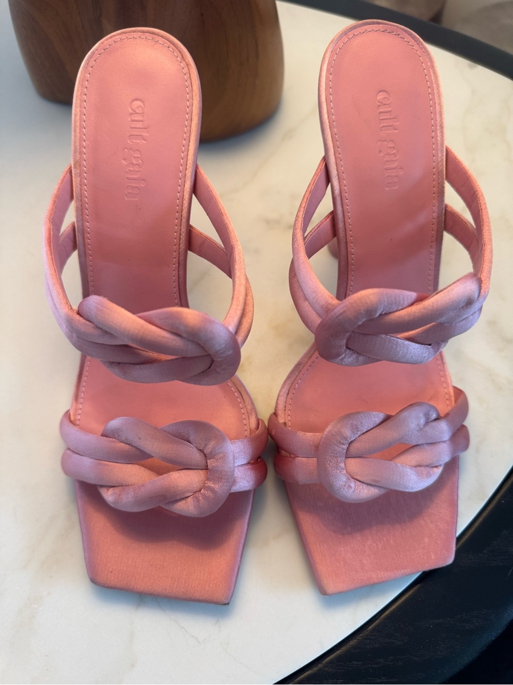 cult gaia Pink Knotted Strap High Heel Mule